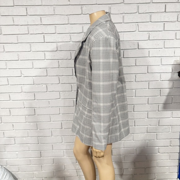 Abercrombie Fitch Plaid Blazer Jacket Womens XL Double Breasted Long Sleeve - Picture 2 of 5